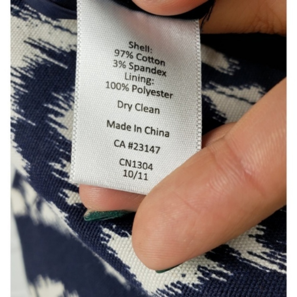 Talbots Navy White Abstract Print Peacoat - Picture 4 of 4